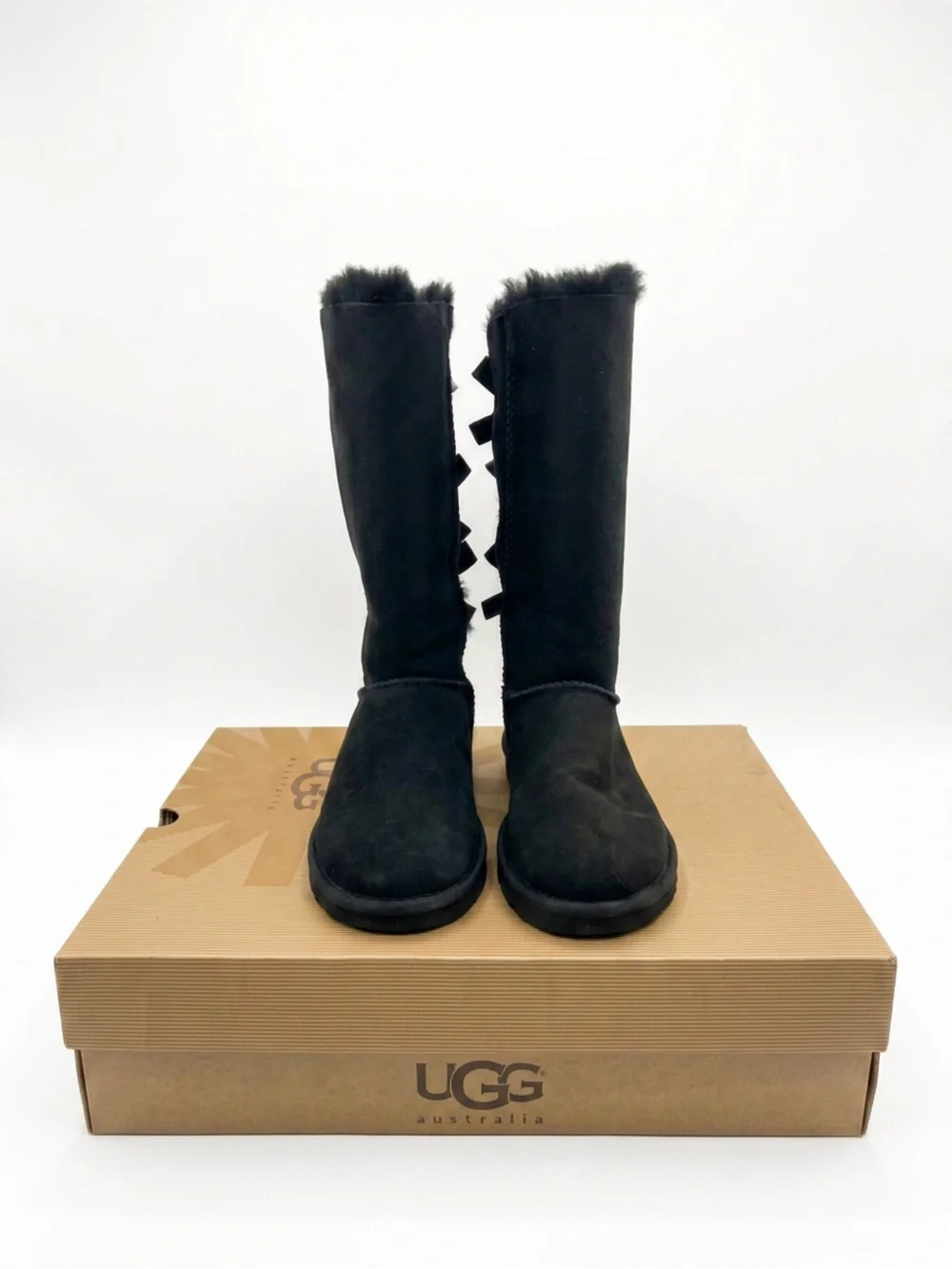 UGG Black Tall Bow-Back Bailey Winter Boots